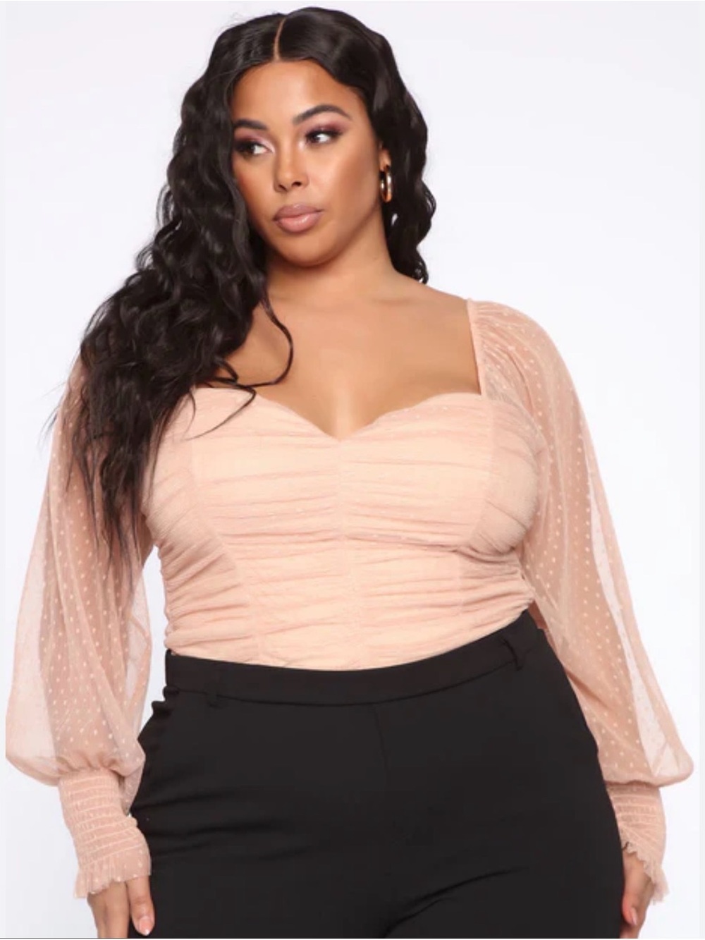 NWT Fashion Nova Keeping It Cute Top in Nude Romantic Coquette Sz 2XL